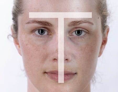 Gương mặt người phụ nữ với làn da hỗn hợp